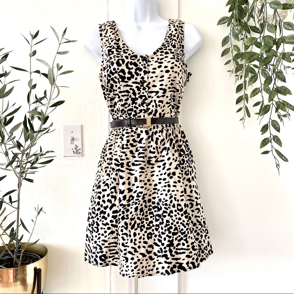 Sugarmint Cheetah Print Backless Cotton Picnic Dress
